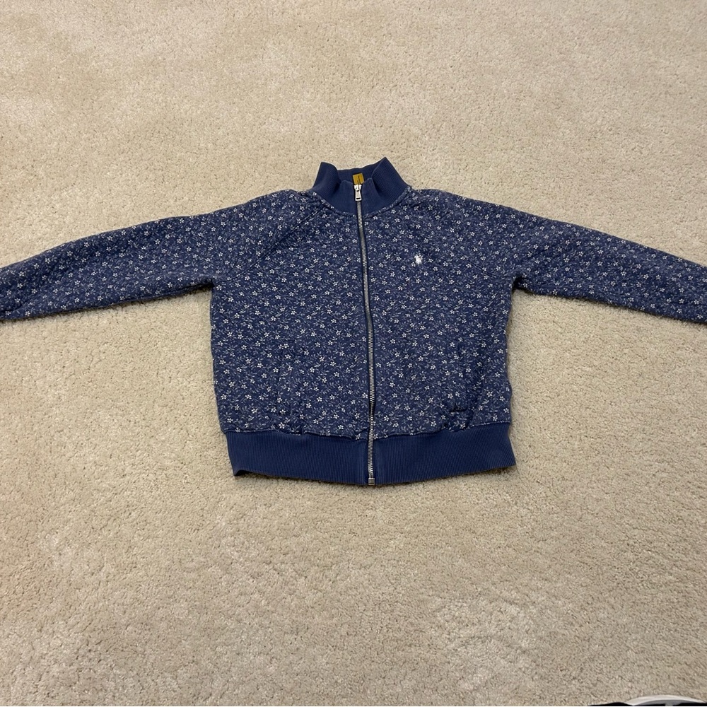 Polo Ralph Lauren Girl’s Floral Zip-Up Sweatshirt - Cornflower Blue Size XL (16)